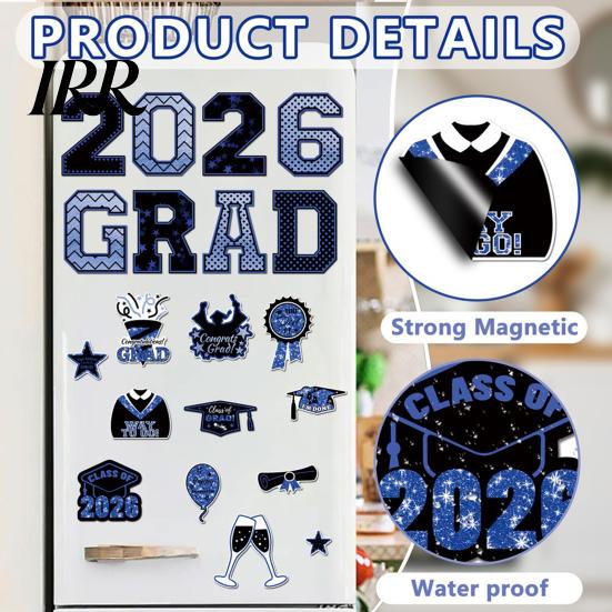 Graduation Party Car Decor 2026 Magnetic Decals Waterproof Magnets Celebration Fade-Resistant Reusable for Vehicles Fridge