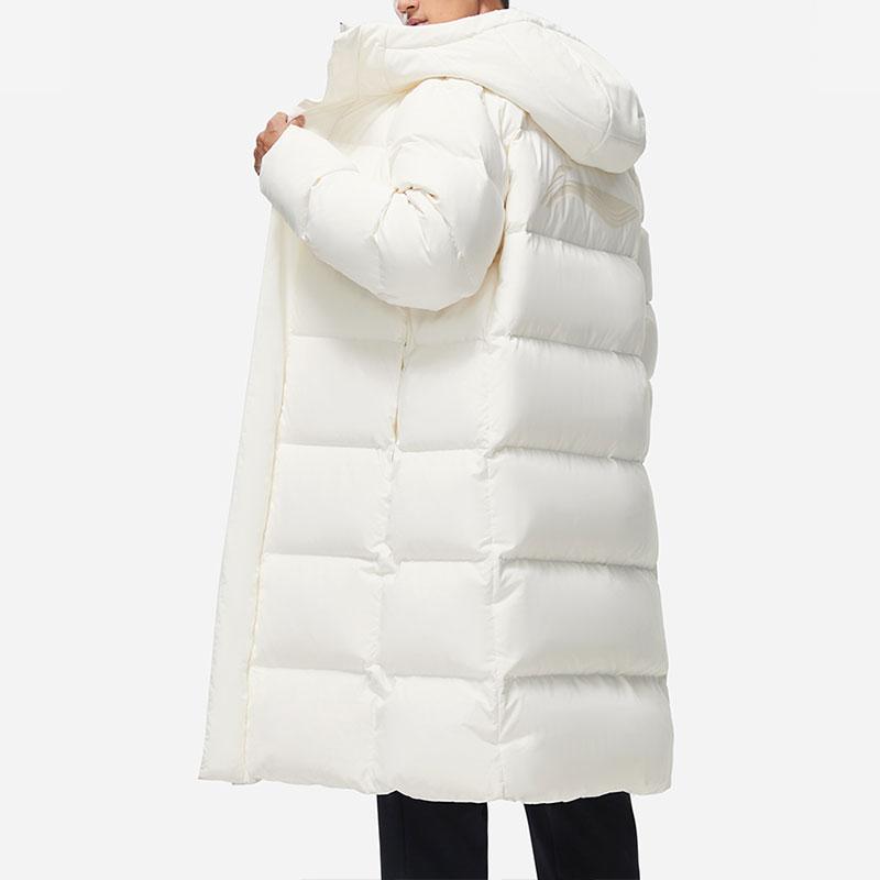 Li Ning Long Hooded Down Jacket With Large Logo Print Men Outerwear AYMT107-2