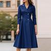 ZANZEA Women Casual Turn Down Collar 3/4 Sleeve Elegant Dress