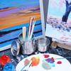 Oil painting brush washer stainless steel oil pot with removable porous filter sealed stainless steel paint brush cleaner