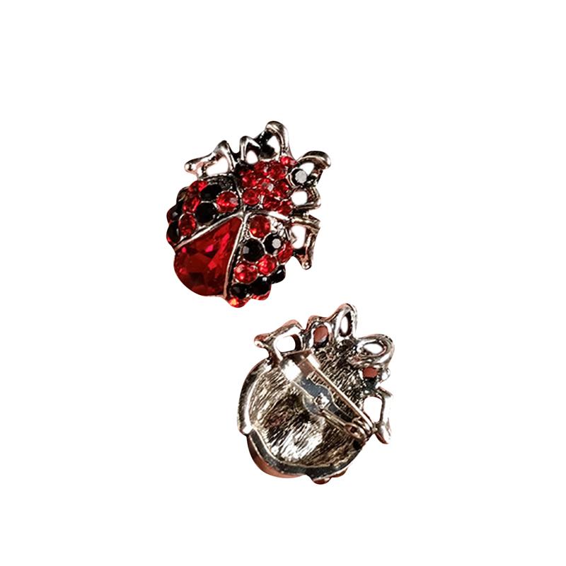 High-Quality Rhinestone Ladybug Brooch In Red and Black