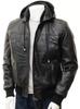 Motorcycle Festive Stylish Halloween Lambskin Black Leather Hoodie Men Jacket Handmade