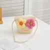 Cute Zipper Straw Bag Flower Princess Summer Beach Coin Purse Handmade Woven Storage Basket Kids