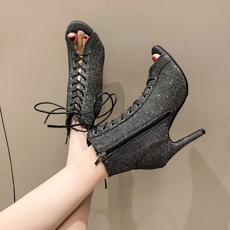 Fashion New Noble High Quality Summer Women's Sandals Fashion Sexy High Heels Open Toe Zipper Comfort Ladies Indoor Jazz Dance Shoes