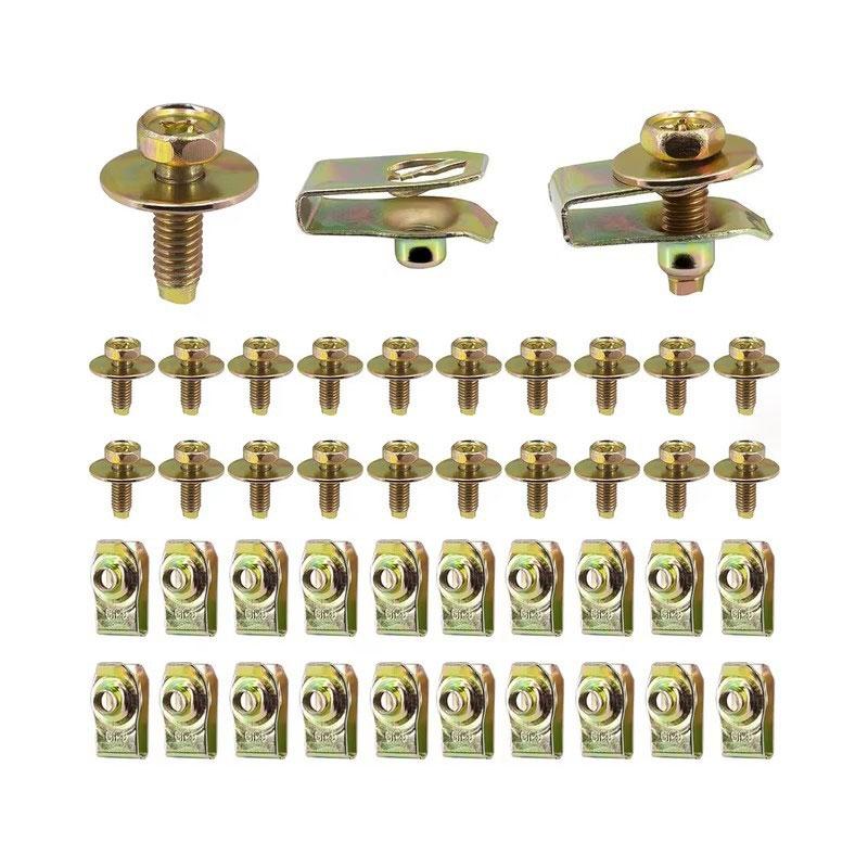 Automobilreparatur Gewinde Auto Clips U-Mutter Befestigungssatz für Boden Spritzschutz Stoßfänger Unter der Motorhaube Metallclips