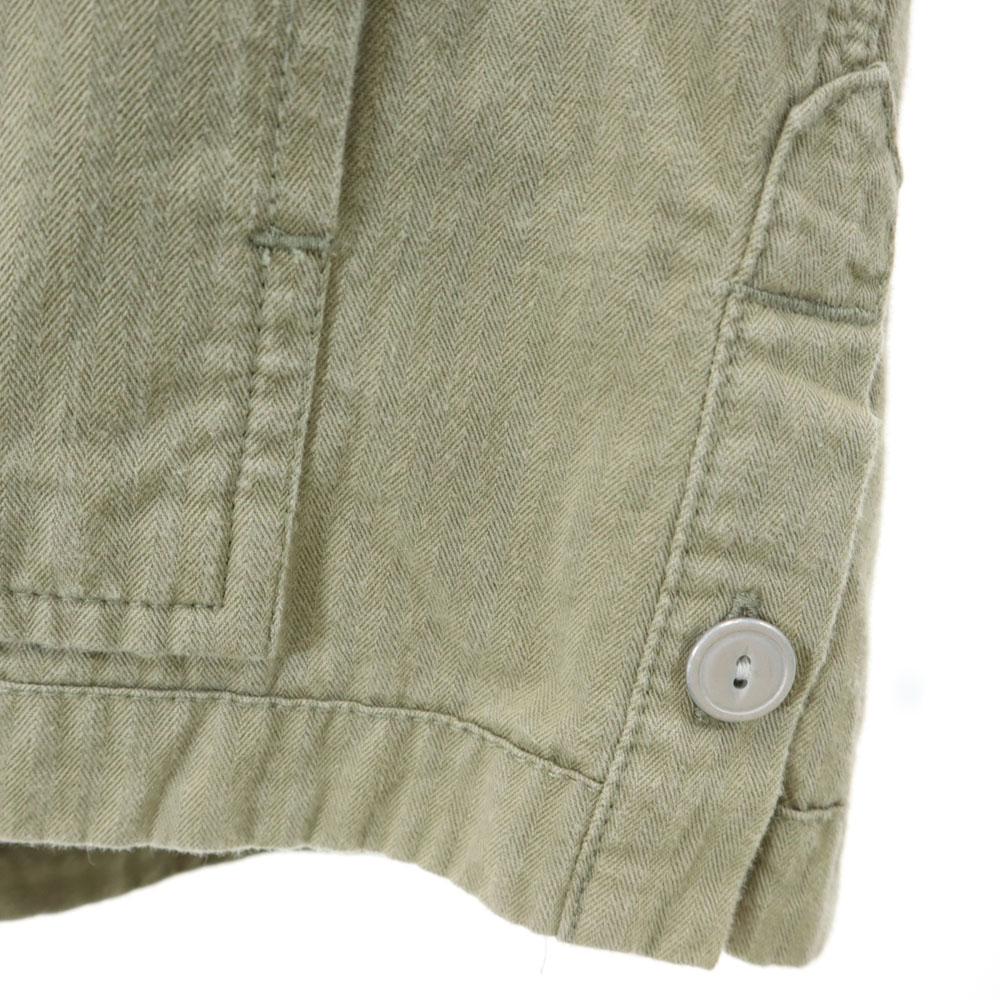 SASAFRAS Made In Japan Long Sleeve Work Shirt S Khaki Beige Herringbone Men's Used