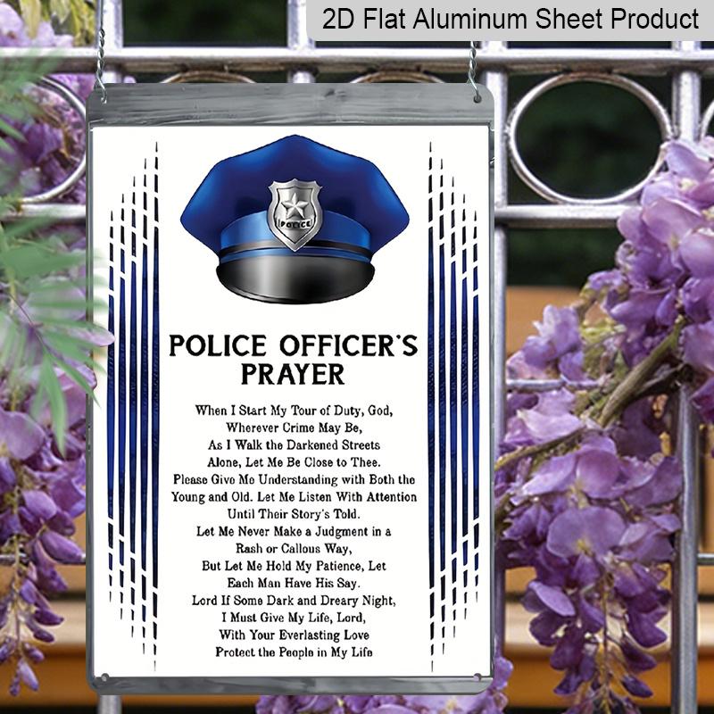 2D Flat 1pc Prayer for Police Officers Metal Sign - Heavy-Duty Aluminium Wall-Mounted Police Appreciation Plaque with English Prayer Text, 12x8
