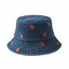 Butterfly Pattern Denim Bucket Hat Wide Brim Sun Hat Breathable Beach Hat  Spring and Summer