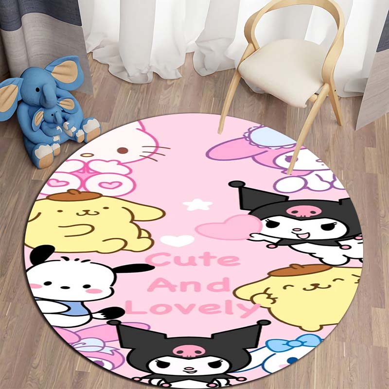 This My Melody Cartoon Round Rug Can Be Used To Decorate Living Rooms, Bedrooms, Sofas, and Playrooms; It Is A Non-slip Rug.