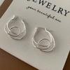 1Pair Sterling Silver Knot Hoop Earrings - Unique Twisted Line Design, Hypoallergenic Korean-Japanese Style, Fashion Jewelry Gifts For Daily Wear
