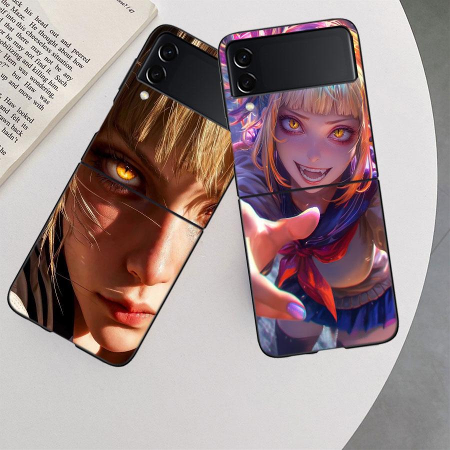 Himiko Toga Anime Phone Case For Samsung Z Flip 7 6 5G Galaxy Z Flip 5 4 3 Black Hard Cell Cover Luxury PC Shell Coque