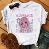 Vår Sommer Ny Koreansk Versjon Harajuku Rosa Søt Anime Tegneserie Jente Trykk Løs Kortermet T-skjorte FeUnisex Topp Student