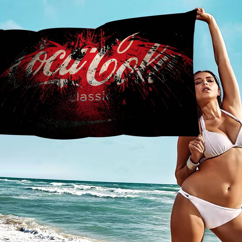C-Coca C-Cola Bath Towel Microfiber Soft Water Absorbing Breathable For Girl Kids Decorative Cartoon Beach Towel