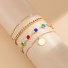 Salircon Y2K Boho Colorful Crystal Chain Foot Anklet Women Summer Beach Vacation Barefoot Anklets Chain Charm Jewelry Accessory