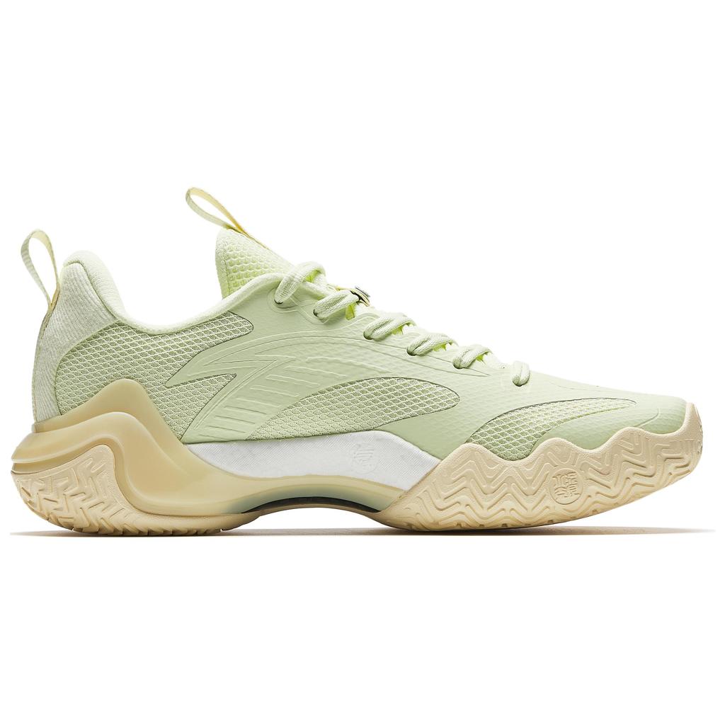 New Anta Shock Wave 4 Anti-Slip And Wear-Resistant Breathable Low-Top Basketball Shoes Men's Green Yellow 912511607Q-3