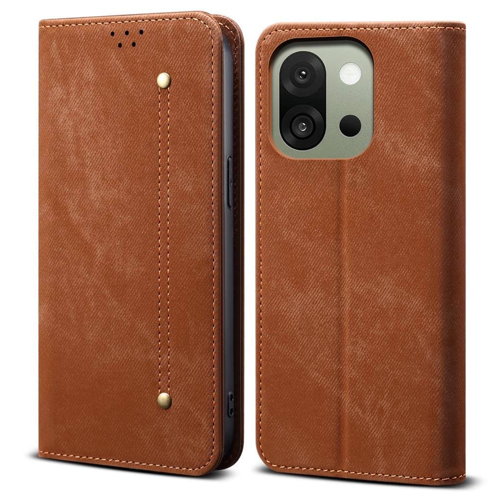For OnePlus 13s 5G Case Jeans Cloth Texture Anti-Scratch Leather Stand Phone Cover