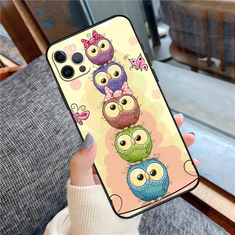 Cute Cartoon Owl Phone Case For iPhone 16 15 14 12 11 13 Pro Max 12 13 mini XR 15 16 Plus 16e Cover Shell