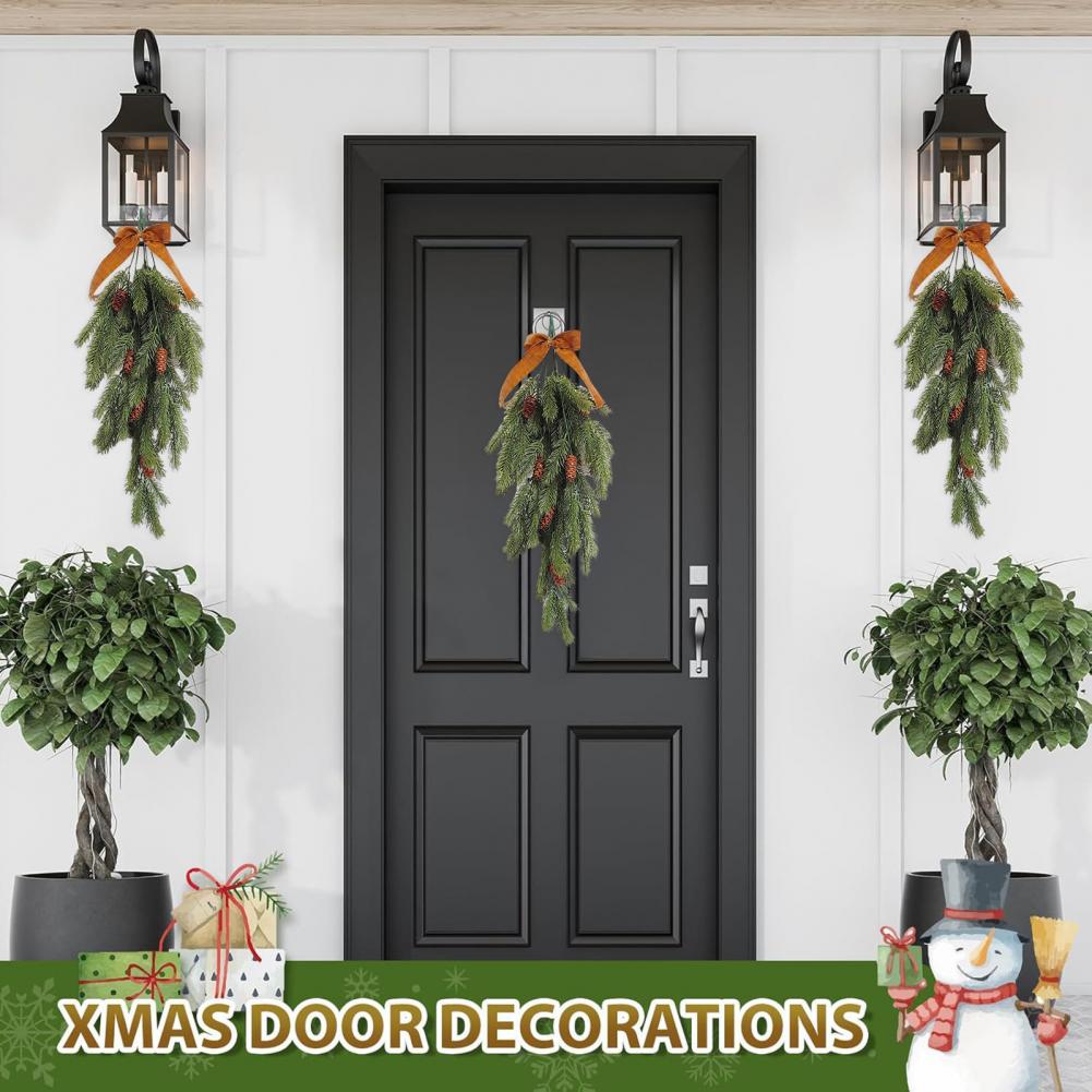 Elegant Holiday Swag Indoor Outdoor Holiday Decoration Festive Christmas Teardrop Swag with Pine Branches Faux Pine for Indoor