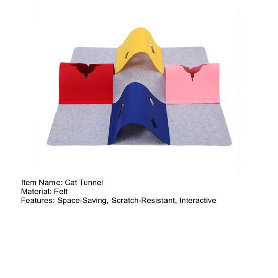 4-in-1 Filz Katzentunnel Interaktives Spielhaus mit Löchern Faltbare Katzenaktivitäts-Spielmatte für Indoor-Bereicherung Kratzfester Haustiertunnel