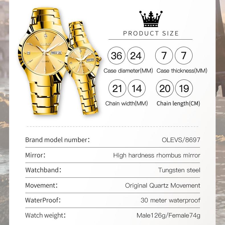 OLEVS Brand Watches Tungsten Steel Quartz Watch Niche Waterproof Women's Watch Women's Watch