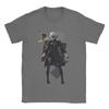 Vintage YoRHa 2B Anime Game Fans Art TShirt for Unisex Crewneck Pure Cotton T Shirts  Short Sleeve Tee Shirt Summer Clothing