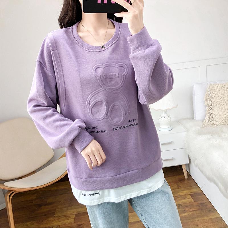 Stylové poporodní kojící topy: Čistá bavlna, Dlouhý rukáv, Ideální na jaro a podzim, Módní pro maminky