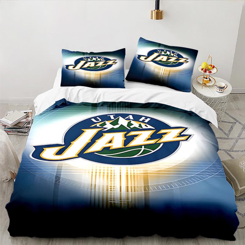 Jazz Basketball Team Bedding Set 3pcs, High Quality Bedding Set Including 1pc Duvet Cover And 2pcs Pillowcases for Bedroom, Dormitory Gift