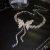 Butterfly Necklace Women'S Collarbone Chain Full Of Diamonds Tassel Choker Necklace Sweater Chain Accessories