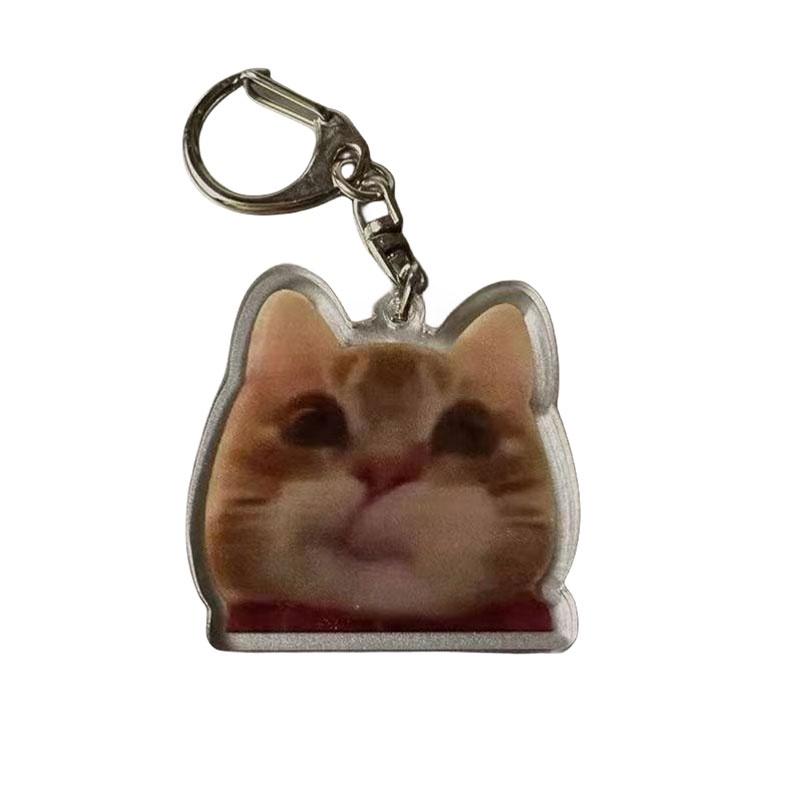 Crying Banana Cartoon Cat Keychain Acrylic Bag Charm Pendant Mascot Decoration