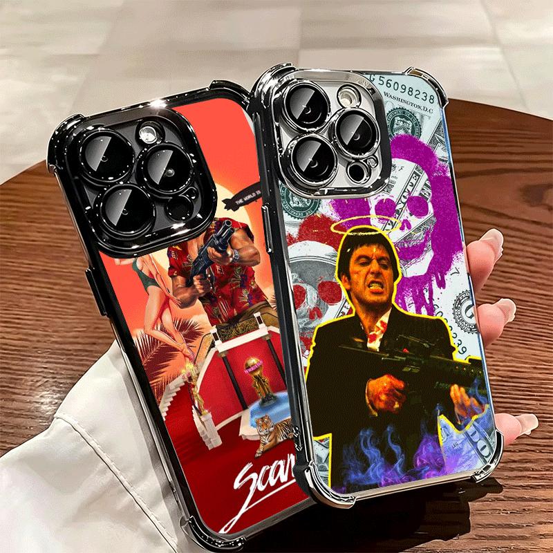 Scarface 1983 Al Pacino Custodia Morbida per Telefono per iPhone 15 16 17 Air 14 Pro Max 16E Plus 13 12 Mini Placcata Anti-caduta Fundas