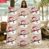 Pink Santa Reindeer Pattern Flannel Blanket For Playful Bedroom Decor Soft Warm Throw Blanket Wrap