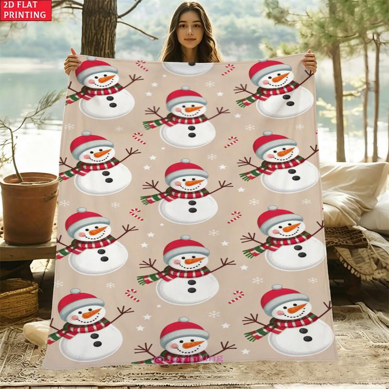 Pink Santa Reindeer Pattern Flannel Blanket For Playful Bedroom Decor Soft Warm Throw Blanket Wrap