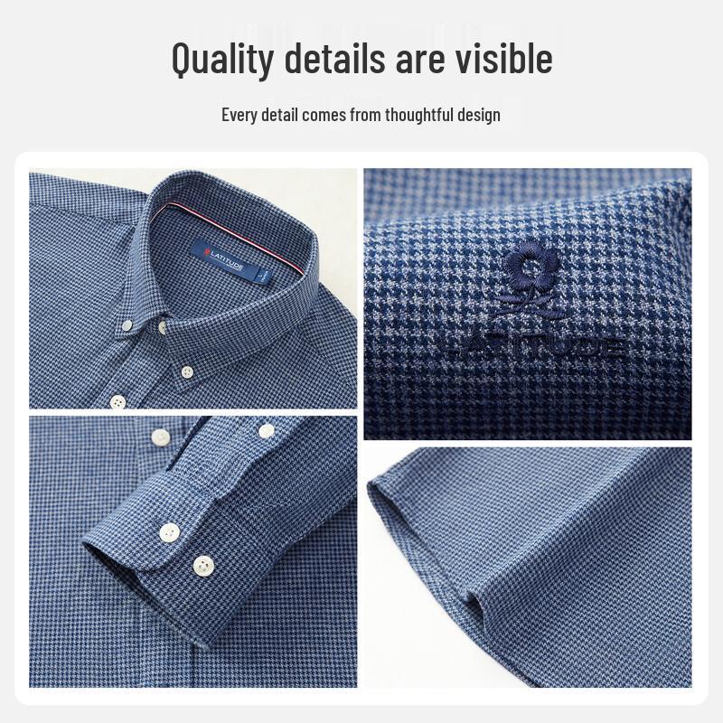 MONTAGUT Men's Houndstooth Long-Sleeve Shirt