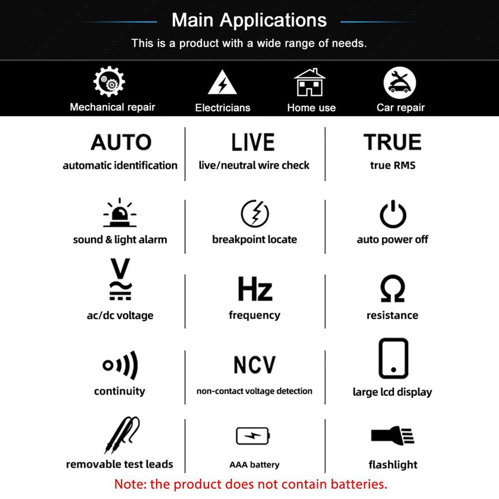 A1 Fully Automatic Intelligent Anti Burn Digital Multimeter Measuring Pen Tester Voltage Detector Continuity Live Wire Neutral Testing Universal Meter