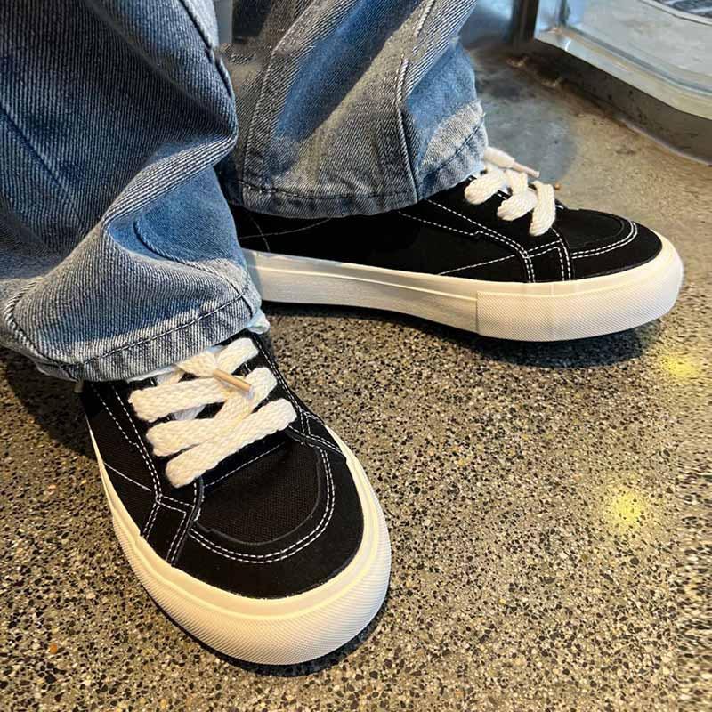 New Casual Board Shoes Men'S Platform Lace-Up Retro Student Party Trendy Korean Canvas Shoes Versatile Commuting