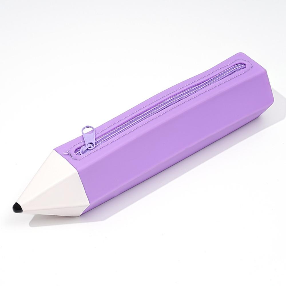 Convenient Carry Pencil Shape Bag Easy To Clean Soft Pencil Case Silicone Pencil Case  School Use