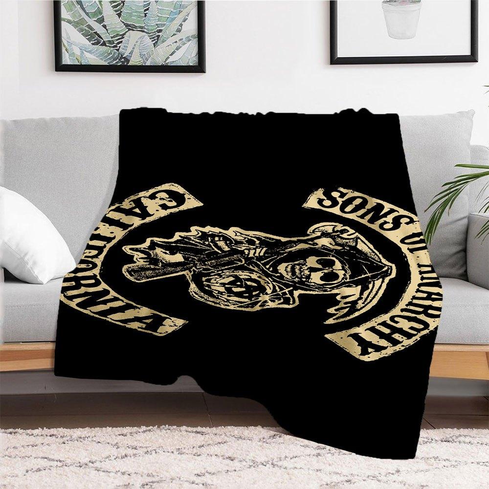 California Sons of Anarchy Motorcycle Club PatchBlanket Flannel Throw Blanket for Sofa, Bed, Travel, Camping, Office, Couch, Chair, And Bed