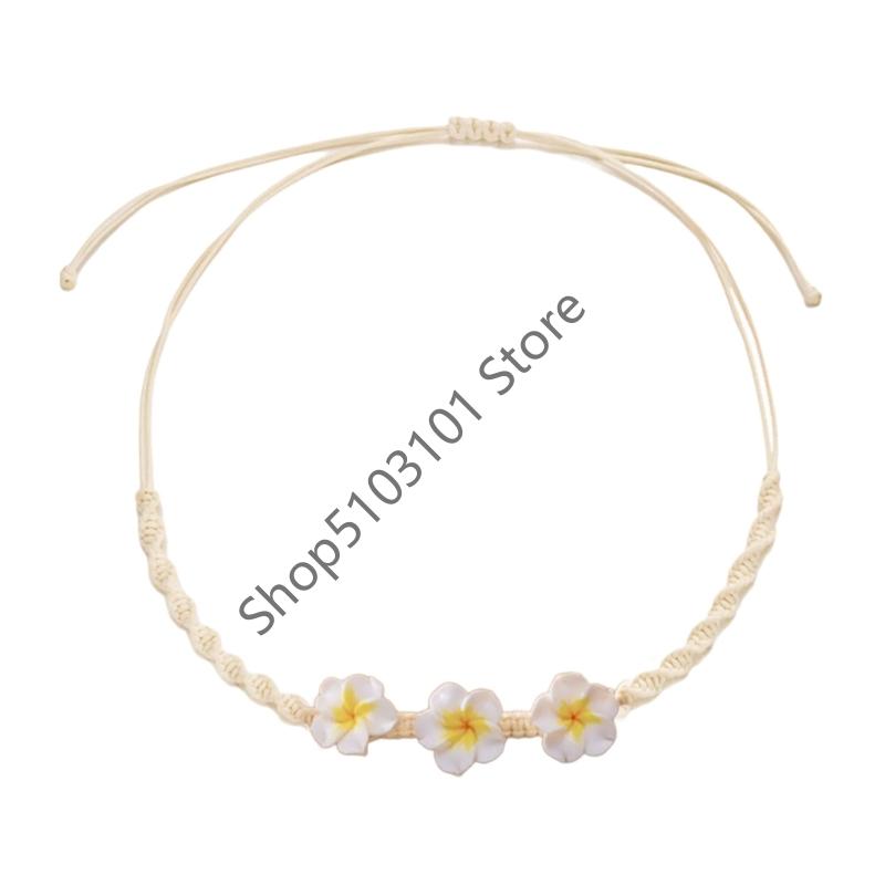 X6HE Handmade Floral Shell Necklace Lightweight Clay Beads Summer Beach Jewelry Piece For Everyday Wear