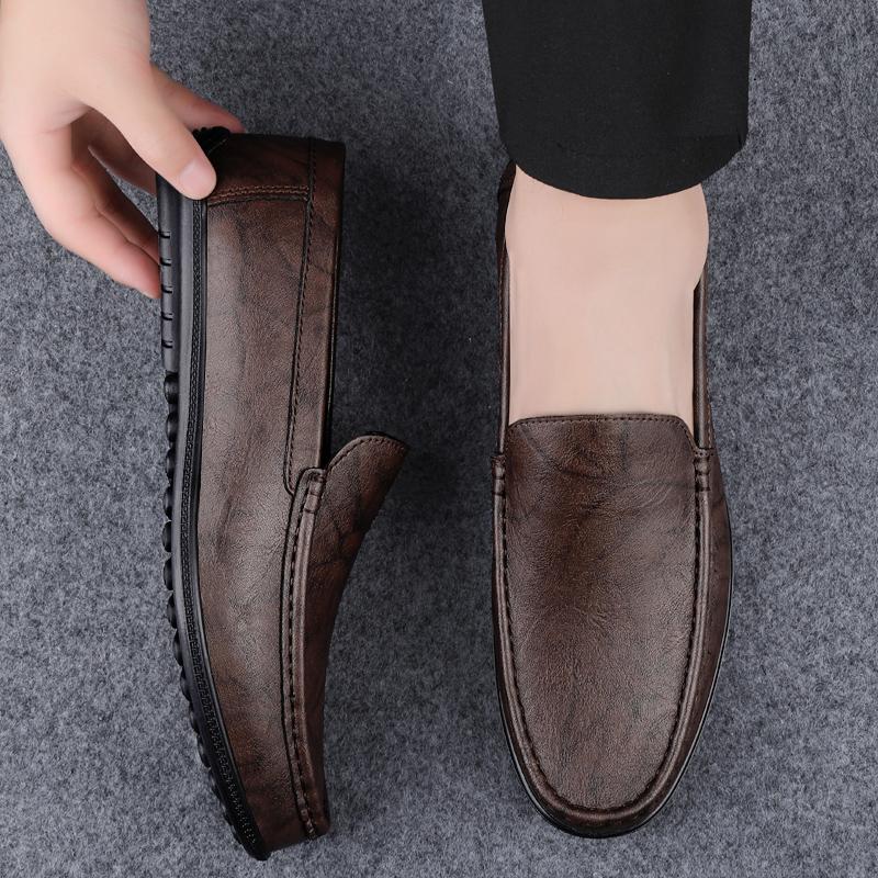 Módní italské pánské ručně šité mokasíny z pravé kůže, formální a ležérní boty, pánské vysoce kvalitní řidičské boty, pohodlné pánské nazouvací ploché boty