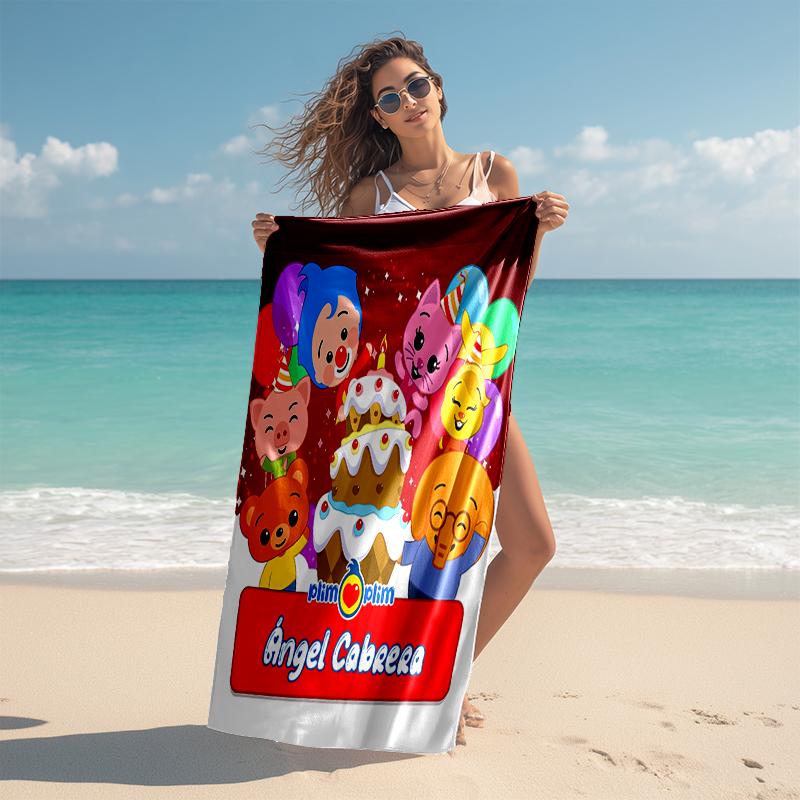Personalized customized proof beach towel with plim plim pattern - soft, absorbent,quick-drying,perfect swimming,camping&bathing