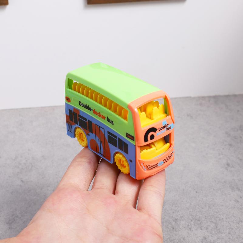 Dollhouse Mini Double  Bus Toy Colorful Model for Kids Room Play Accessories Educational Childrens Gift