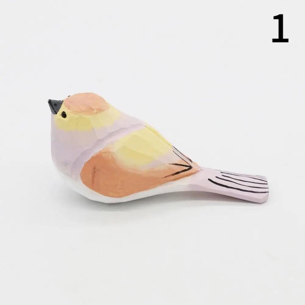 Multi-style Cute Wood Carving Bird Handmade Carving Small Bird Ornament Painting Nordic-style Wooden Bird Figurine Home Decor