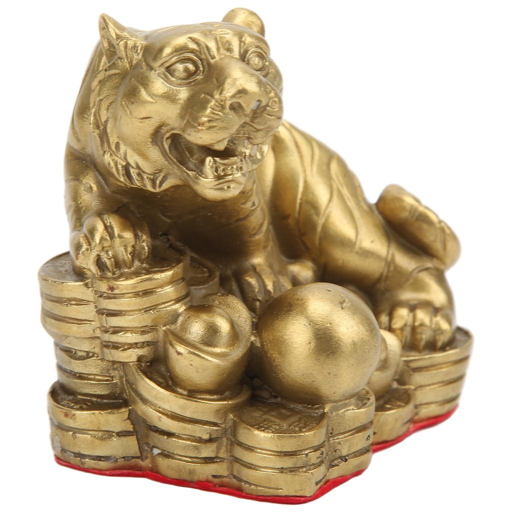 Brass Tiger Statue Sturdy Durable Brass Attract Wealth Fortune Easy to Clean Lucky Tiger Statue for