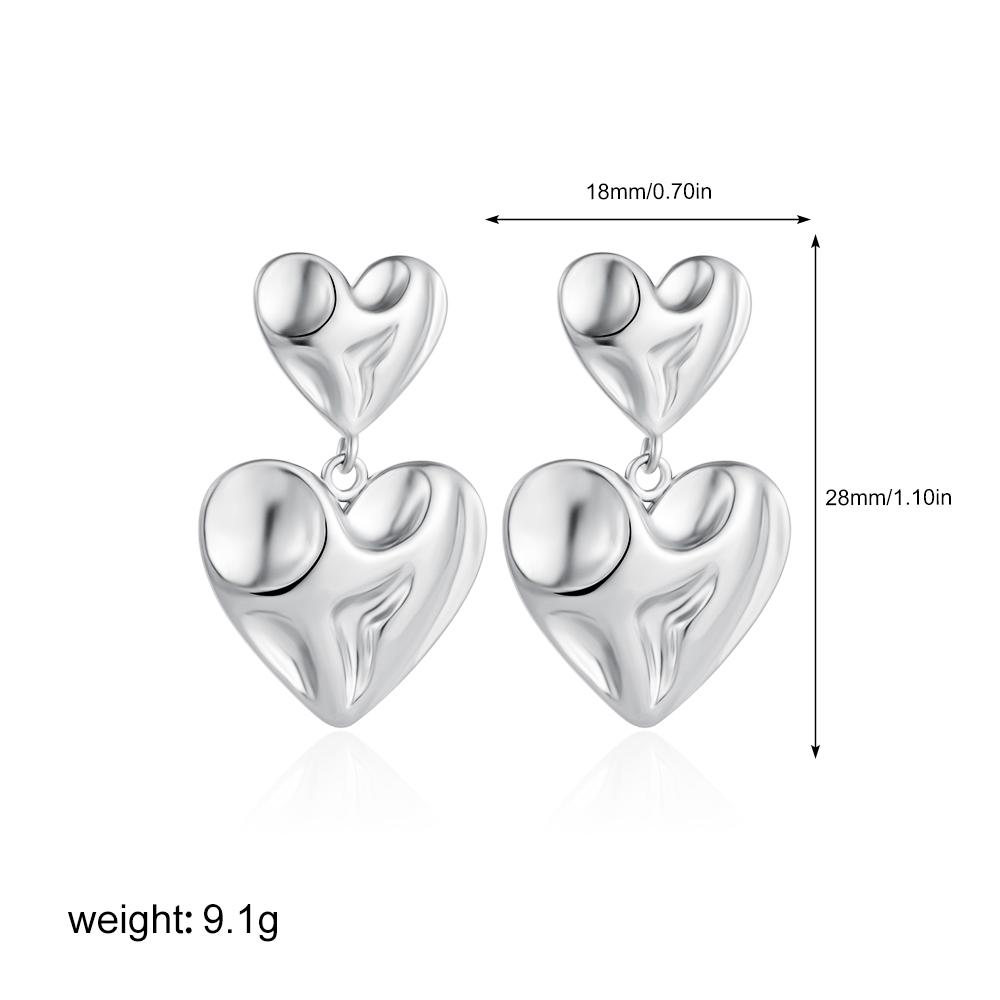 

Retro Stainless Steel Double Heart Stud Earrings for Women Exaggerated Gold Color Chunky Large Love Drop Earring Party Zircon