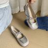 Fashion IPPEUM Ballet Flats Women PU Leather 2025 New Summer Fashion Soft Silver Ballerina Shoes Kawaii Mary Janes