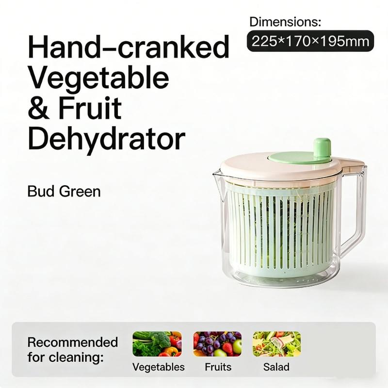 Practical Plastic Vegetable Fruit Dehydrator Spinner Bowl For Daily Cooking Drain Basket with Handle