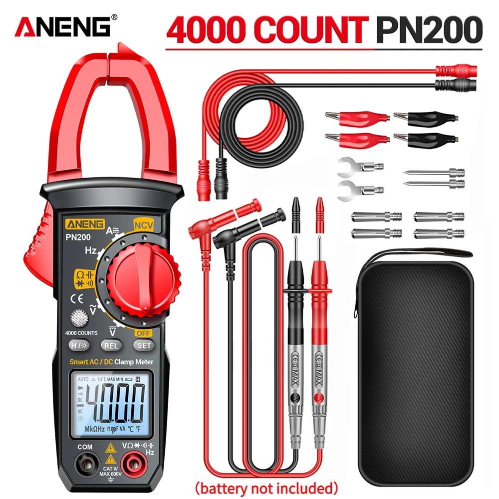 ANENG PN200 Digital Clamp Meter Multimeter NCV Ohm Test DC/AC 600A Current 4000 Counts Ammeter Voltage Tester Car Hz Capacitance