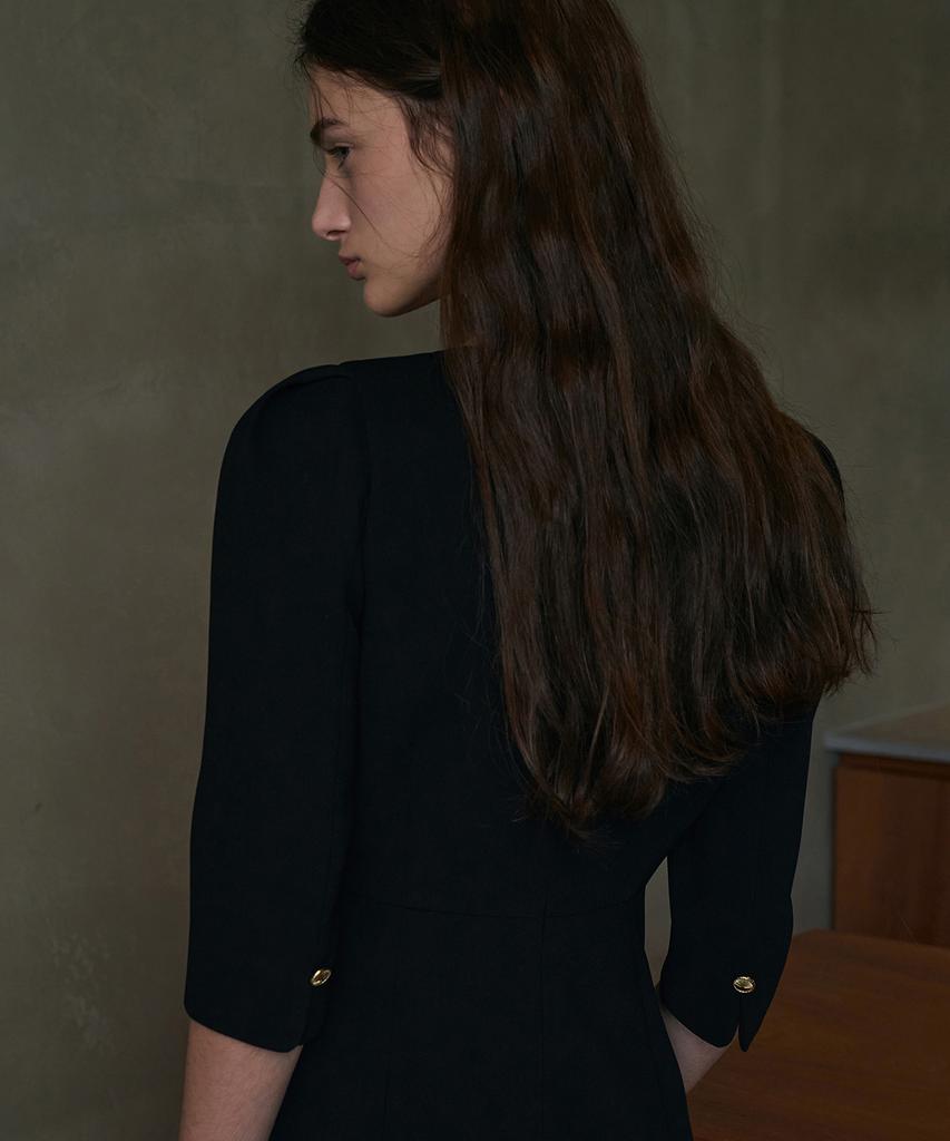 LAMEREI Square Scoop Neck Dress[Lmbfco23Dr809]-Black