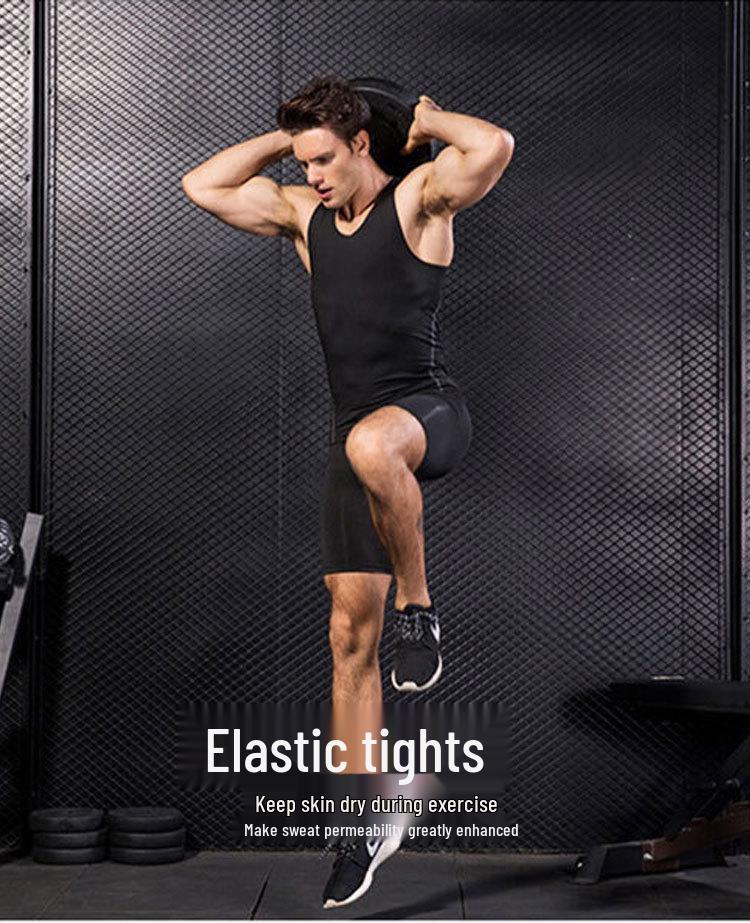 Men's Fitness Basketball Sweat-Wicking Quick-Dry High-Elasticity Compression Shorts