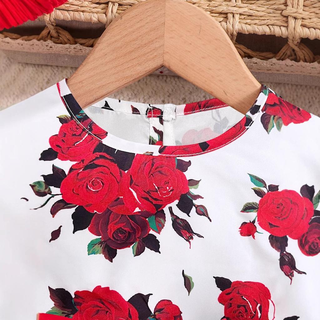 Girls Fashion Dress Summer Children Sweet Floral Dress Princess Dress